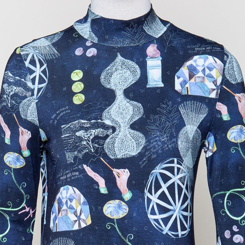 dunkelblaues Longsleeve gemustert