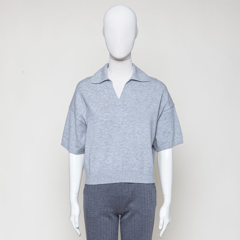 Strickpulli kurzarm stone melange