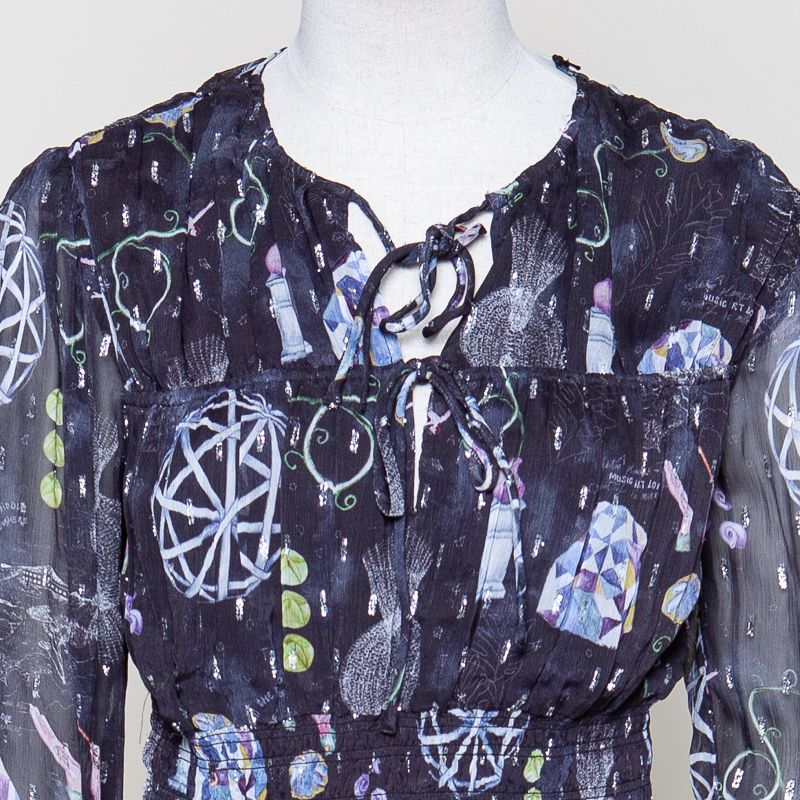 Bluse dunkelblau Silberlurex