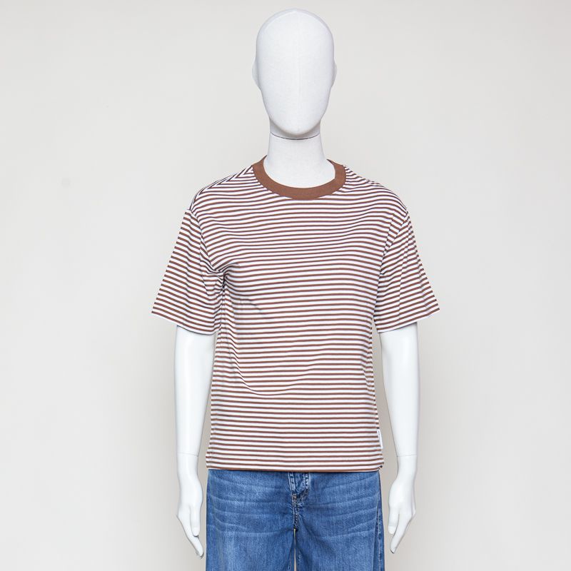 GOTS Organic T-Shirt braun weiss gestreift