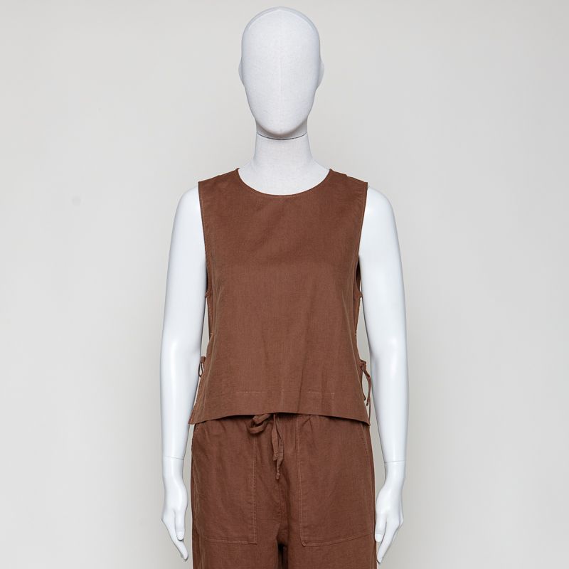 Woven Blouses Sleeveless umbra brown