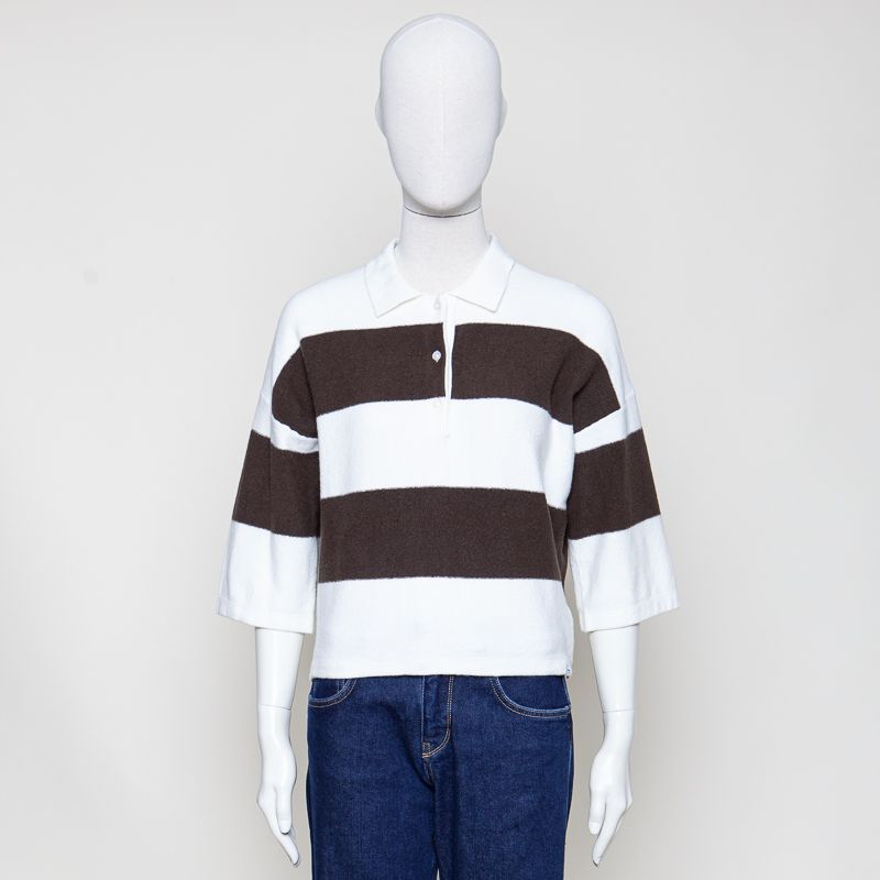 Cardigan stripe ecru/tabac
