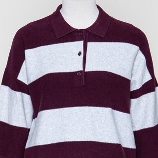 Cardigan stripe aubergine/grey mel.
