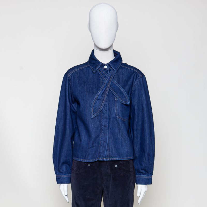 OCS Blended Jeansbluse cropped dunkelbalu
