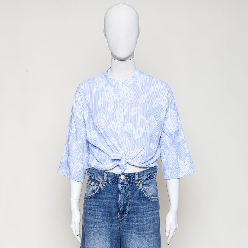 Messalin Cotton Striped hellblau/weiss gestreift