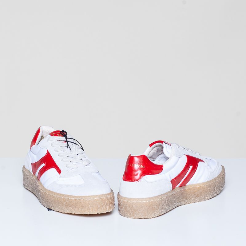 Sneaker cow Suede/Nylon offwhite/shiny red