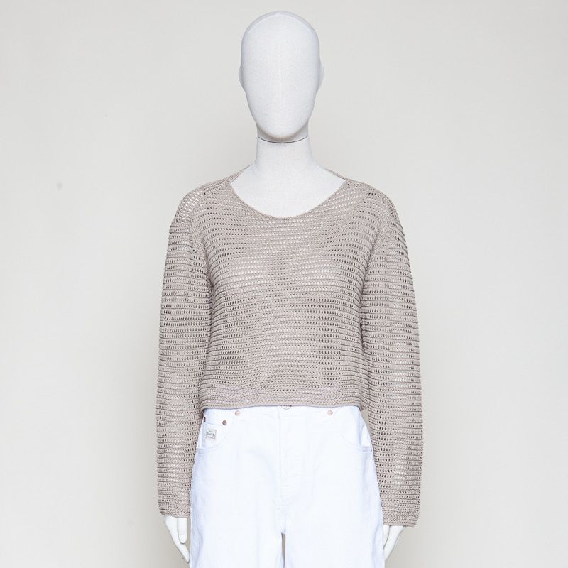 Knitted cropped longsleeve-sand