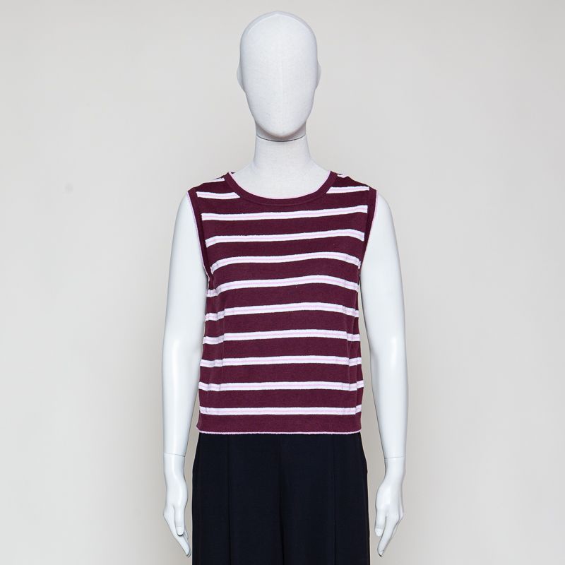 Blended ärmelloser Strickpullover weiss/rosa/bordeaux gestreift