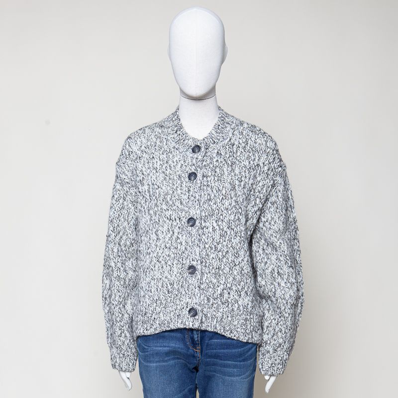 Strickjacke offwhite black meliert