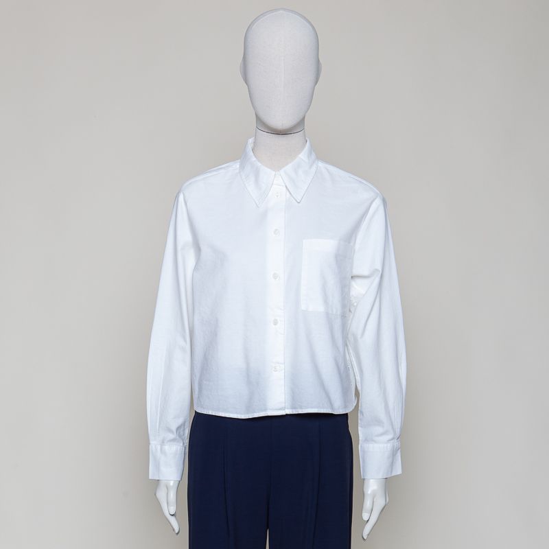 Oxford-Bluse cropped weiss