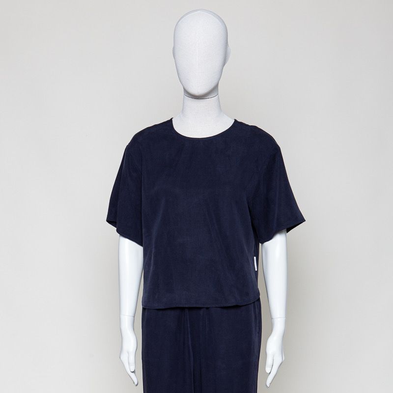 Crop-Blusenshirt relaxed blue depths