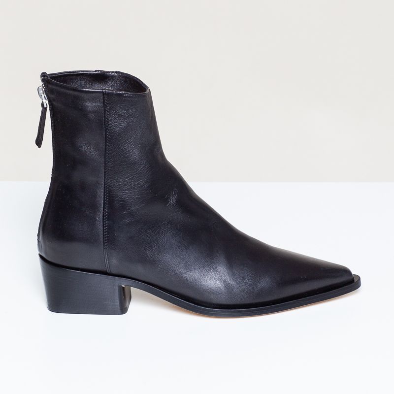 schwarze Stiefelette Glattleder