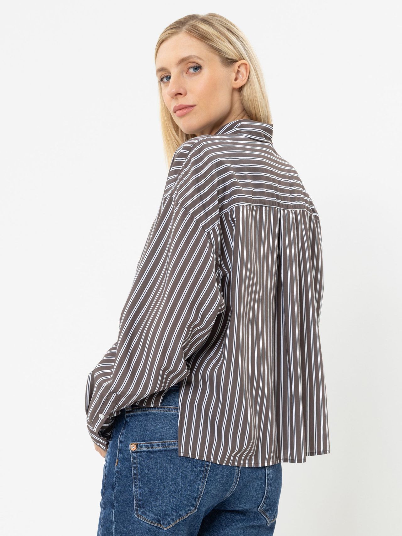 Perlina Longsleeve Poplin Striped coffee