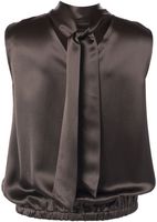 Elegantes, dunkelgraues Satinveste mit Krawattenknoten und elastischem Bund.