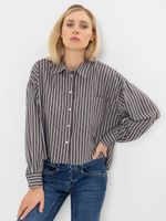 Perlina longsleeve poplin striped coffee