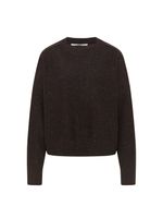 Oversized Rundhalspullover GOTS chocolate tweed