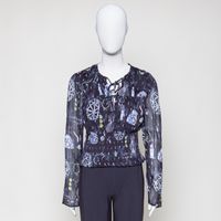 Bluse dunkelblau Silberlurex