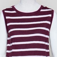 Blended ärmelloser Strickpullover weiss/rosa/bordeaux gestreift