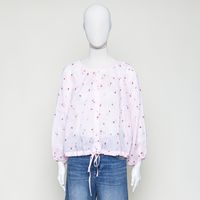 Maureen blouse, rosa Bluse mit Blumen
