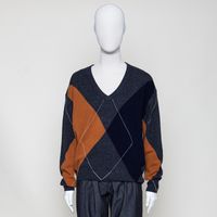 Philippa sweater grey/cognac argyle