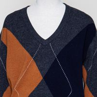 Philippa sweater grey/cognac argyle