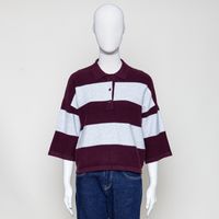 Cardigan stripe aubergine/grey mel.