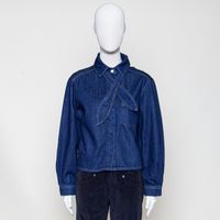 OCS Blended Jeansbluse cropped dunkelbalu