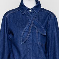 OCS Blended Jeansbluse cropped dunkelbalu