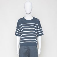 Stripe Linen Blend Sweater space steel-undyed