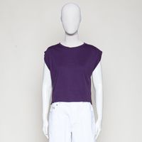 Boxy T-Shirt with Sleeve Detail-currant