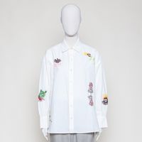 Embroidered Girlfriend shirt vanille m Stickerei
