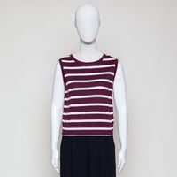 Blended ärmelloser Strickpullover weiss/rosa/bordeaux gestreift