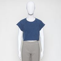 cropped slub shirt blau
