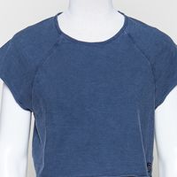 cropped slub shirt blau