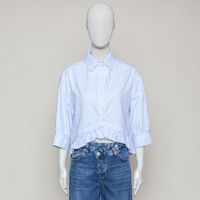Striped cropped Shirt-Bluse blau/weiss gestreift