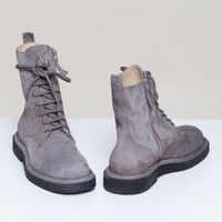 Schnürer hoch taupe Wildleder