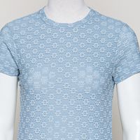 open structure slim-fit T-shirt hellblau