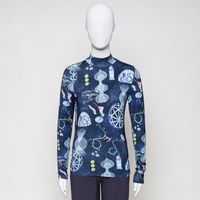 dunkelblaues Longsleeve gemustert