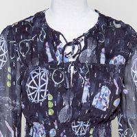 Bluse dunkelblau Silberlurex