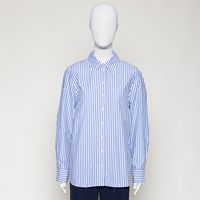 Stripe Loose Shirt Blouse white-dynamo blue