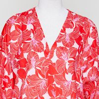 Bluse mit Kräuseln GOTS rosa/rot geblümt