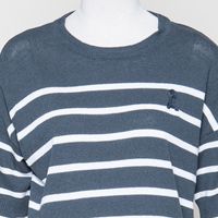 Striped Linen Blend Sweater space steel-undyed