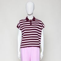 Organic gestreiftes Polo rosa/weiss/bordeaux