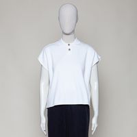 GOTS Organic ärmelloses Poloshirt weiss
