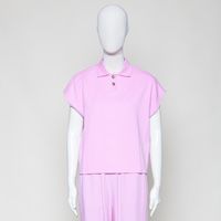 GOTS Organic ärmelloses Poloshirt pale bubblegum
