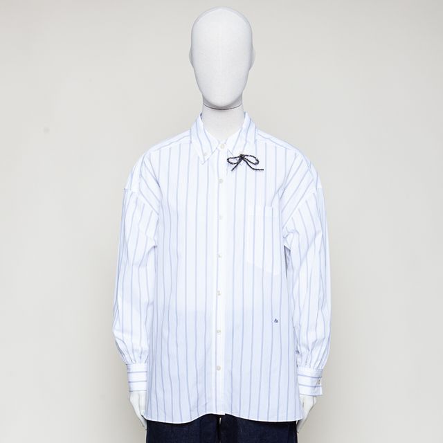 weiss blau gestreifte Bluse