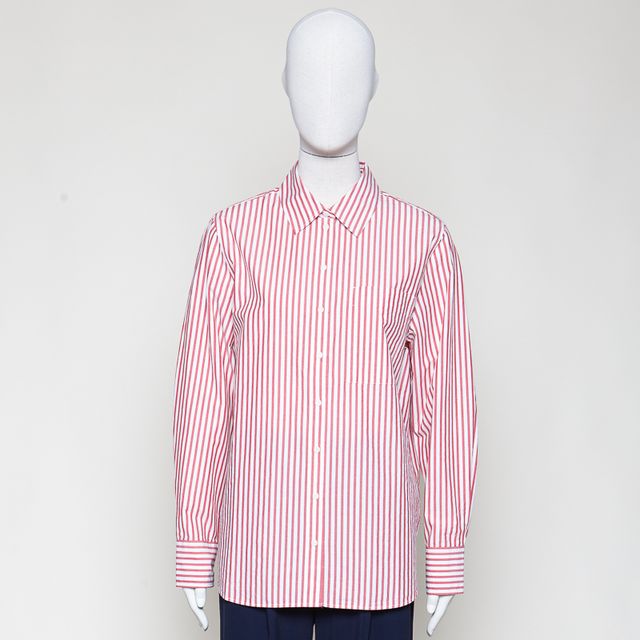 Stripe Loose Shirt Blouse milk-mars red