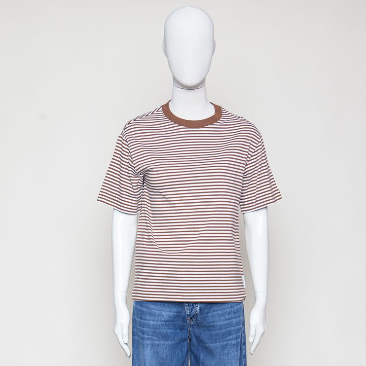 GOTS Organic T-Shirt braun weiss gestreift