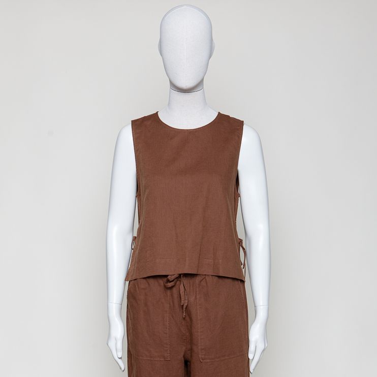 Woven Blouses Sleeveless umbra brown