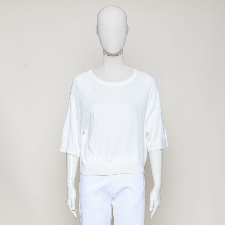 blended Kurzarm-Pullover relaxed offwhite